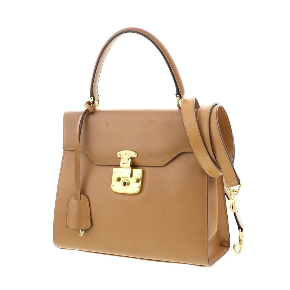 Gucci Lock Handbag Two-Way Tan Lady